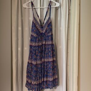 Mossimo Supply Co. Blue Floral V-Neck Mini Dress